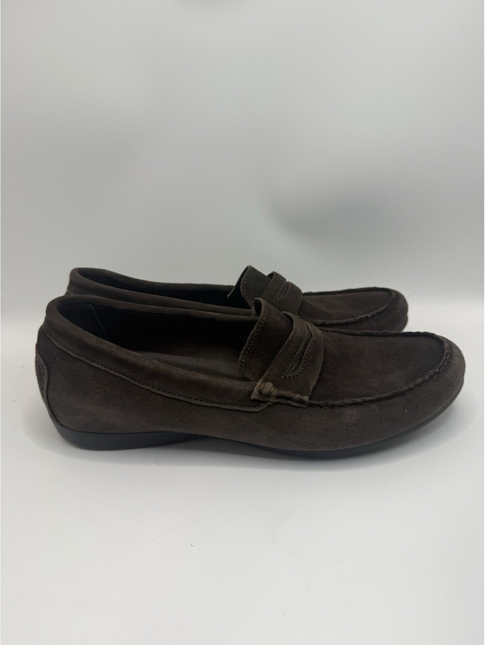 Munro American Shoes Womens 9.5 W Casual Slip On Loafers Flats Brown Leather